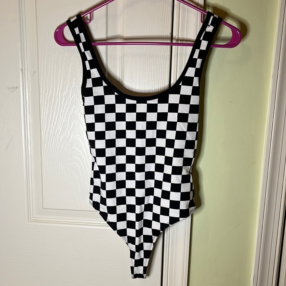 Forever 21 Checkerboard Print Bodysuit